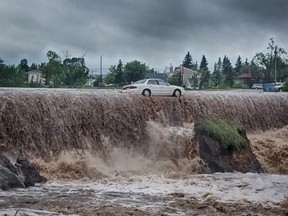 Dawson Creek has been cut in half by the flooded waterway that divides the town and a number of bridges and culverts have been damaged or destroyed.