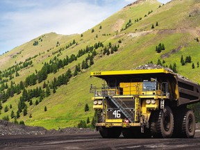 A truck at Teck's Fording River mine, whoch produces coal for steelmaking.