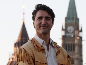 Prime Minister Justin Trudeau, pictured on Tuesday at a National Aboriginal Day sunrise ceremony in Ottawa, has reiterated that 'crude oil supertankers just have no place on B.C.'s north coast.'