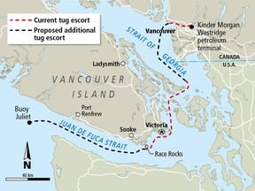 Escort tugs would accompany a wave of new oil tankers bound for the Juan de Fuca Strait, giving some comfort to coastal communities but not dispelling fears of a spill.