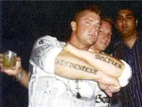 Original Independent Soldier ganger Donny Lyons, left, with Wolfpack gangsters Larry Amero and Sukh Deo