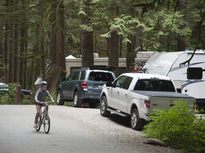 Campers at Alouette Lake in Golden Ears provincial Park in Maple Ridge, BC