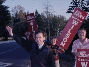 Gordon Wilson, then Liberal leader, on the campaign trail in 1991.