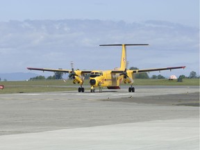 Photo of a Royal Canadian Air Force CC-115 Buffalo search and rescue plane at CFB Comox. The federal government is looking to replace the Buffalo, as well as several CC-130 Hercules planes that it uses for search and rescue, in a procurement process that has attracted several bidders. [PNG Merlin Archive]