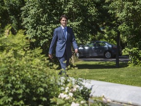 Prime Minister Justin Trudeau arrives at the Musee national des beaux-arts du Quebec to attend the official reception to mark la Fete nationale du Quebec in Quebec City on Friday June 24, 2016.
