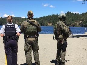 RCMP search for two possibly armed suspects at Thetis Lake. on Vancouver Island on Friday