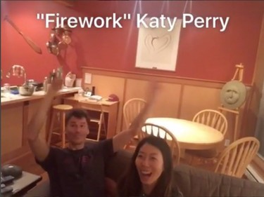 Screengrab from Instagram video of Vancouver Mayor Gregor Robertson and girlfriend Wanting Qu singing Katy Perry's "Firework".