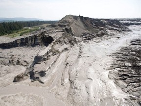 The tailings pond dike breach near the town at the Mount Polley mine site on Aug. 5, 2014.