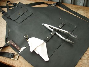 This leather apron from Victoria’s Cyclona Designs makes a stylish and functional barbecue accessory.