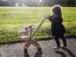 Strathcona-based architects Clotilde Orozco and Alejandro Sanguino designed and made a toy stroller for their daughter when they moved to Vancouver, which they now sell through their company Abubilla Design (available at Little Earth on Commercial Drive).