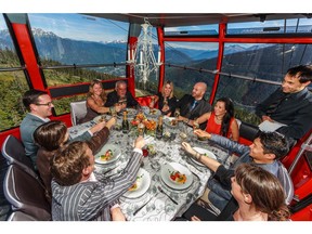 Dinner on the Peak 2 Peak Gondola, served by Bearfoot Bistro, raises funds for Whistler Blackcomb Foundation.