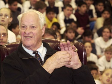 2002: Gordie Howe thrilled the students of Abbotsford's new Colleen and Gordie Howe Middle School with a visit, which featured student performances and the opportunity to get close to the hockey legend.