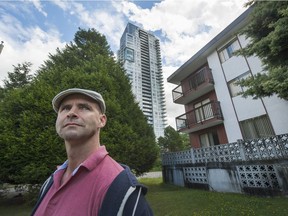 Rick McGowan, head of the Metrotown Residents Association, complains that a boom in high-rises is pushing out affordable walk-up rentals in Burnaby.