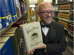 Peter DeGroot, supervisor of programming and learning with the Vancouver Public Library, holds one of the more odd items available at the library, at the Main Branch in Vancouver, BC Thursday, June 16, 2016.