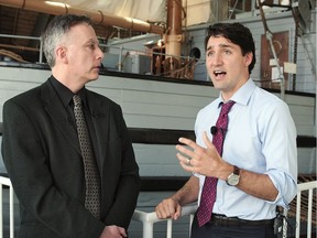‘Where do ... shops get their marijuana from?  Largely from criminal organizations and gangs, because it's illegal,’ Prime Minister Justin Trudeau (right) tells The Sun’s Ottawa correspondent Peter O’Neil. ‘Now I'm sure some grow their own, but we do not have a controlled and regulated regime around that, and people are going to have to be patient.’