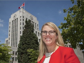 Kaye Matheny Krishna, the new general manager of development services, buildings and licensing, stands in front of city hall in Vancouver on June 30. Arlen Redekop/PNG