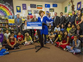 B.C. Premier Christy Clark announces more education funding and school seats during a press conference at Panorama Park Elementary in Surrey last month [PNG files]