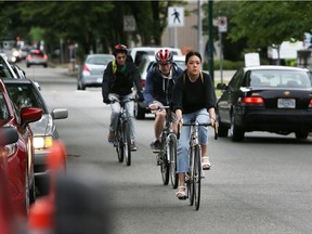 Cyclists use the 10th Avenue corridor close to VGH as their commute route.