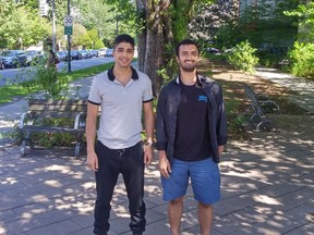 Tamir Barzilai, left, and Ashaya Sharma have developed an app that allows restaurant-goers to check ingredients of menu items and filter out allergans and dislikes.