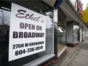 Empty stores in the 2300-block of West 4th in Vancouver. The buildings are slated for re-development.