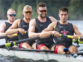 The Canadian men's four at a morning training session on Elk Lake in Victoria recently. The men's Olympic rowing team will have two teams on the water in Rio, but the winning tradition of the eights won't be represented.
