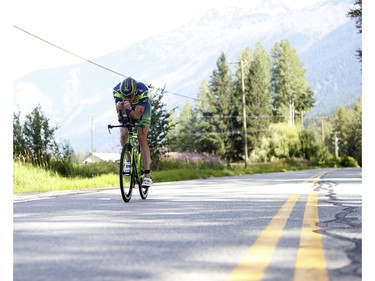 Andy Potts pulls away on the bike at the 2016 Ironman Canada in Whistler, B.C.