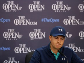 Jordan Spieth reflects on his decision to not take part in the 2016 Summer Olympics at a news conference on Tuesday at Royal Troon course in Scotland, host of the Open Championship that starts on Thursday.