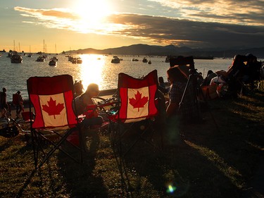 Canada flag lawn chairs await prior to the first night of The Celebration of Light.  Rob Kruyt Photo
