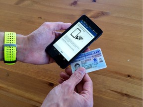 A new smartphone application developed by the B.C. government will one day allow people to tap their new high-tech driver's license against their phone to authenticate their ID and access government services. [B.C. Government — PNG Archive]