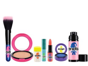 A selection of products from the new Good Luck Trolls collection from MAC.