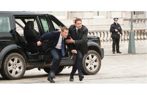 Aaron Eckhart, left, and Gerard Butler sprint for their lives in London Has Fallen — non-stop movie mayhem with none of the wry humour of its predecessor, Olympus Has Fallen.