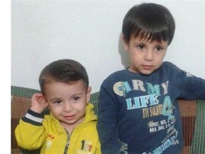 Alan, left, and his brother Galib Kurdi are seen in an undated family handout photo courtesy of their aunt, Tima Kurdi. Alan, Galib, and their mother Rehan died as they tried to reach Europe from Syria. The uncle of the three-year-old Syrian boy whose lifeless body has put a devastating human face on the Syrian refugee crisis has assailed Canada's refugee process. THE CANADIAN PRESS/HO ORG XMIT: VCRD109 ORG XMIT: POS1512132229378967