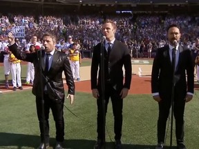 Remigio Pereira of The Tenors changed a line of the Canadian national anthem and held up a sign proclaiming "All Lives Matter" before the MLB baseball All-Star Game in San Diego.