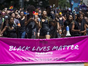 Black Lives Matter at Toronto's Pride parade held in downtown Toronto, Ont.   on Sunday July 3, 2016. Ernest Doroszuk/Toronto Sun/Postmedia Network