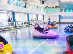 Bumper cars at the SeaPlex on board Royal Caribbean’s megaship, Anthem of the Seas, were more padded than the old ones at beach boardwalks. Royal Caribbean

Don’t feel like lounging in a beach chair? Jump in the bumper cars at the SeaPlex on Royal Caribbean’s megaship Anthem of the Seas.