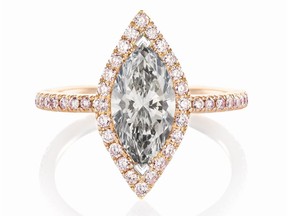 Fancy grey Aura diamond with pink diamond pave from De Beers Jewellery.