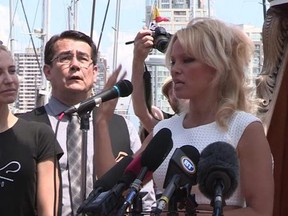 Celebrity Pamela Anderson speaks out against salmon farming in B.C.