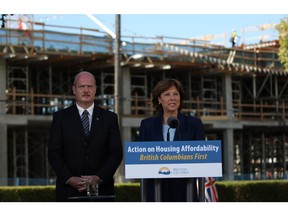 Premier Christy Clark (pictured at the foreign buyer tax announcement on Monday) has ruled out any changes to the proposed 15-per-cent surcharge.
