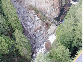A December 2014 rockslide has endangered fish runs in the Seymour River.