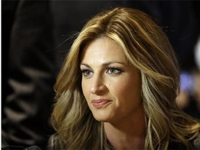 FILE - In this Jan. 28, 2014, file photo, sportscaster Erin Andrews speaks during an interview at the NFL Super Bowl XLVIII media center in New York. An attorney for Andrews told a jury Tuesday, Feb. 23,2016, that she felt horror, shame and humiliation when she discovered that someone had secretly filmed her nude and posted the video on the Internet. (AP Photo/Matt Slocum, File)