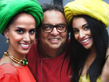 Global News reporter Sonia Beeksma and anchor Sonia Sunger flanked restaurateur Vikram Vij at the Roundhouse Community Centre when the Indian Summer Festival launched there.