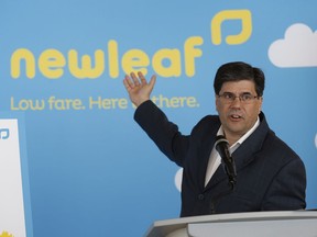 A federal court has ruled that passengers who lose luggage or encounter cancelled flights while flying with NewLeaf Travel need to take it up with the flight operator Flair Airlines, not the discount ticket reseller.

 Jim Young, President and CEO of NewLeaf Travel, speaks to media at a press conference at the James Armstrong Richardson International Airport in Winnipeg, Thursday, June 23, 2016. A federal court has ruled that passengers who lose luggage or encounter cancelled flights while flying with NewLeaf Travel need to take it up with the flight operator Flair Airlines, not the discount ticket reseller.