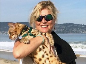 Jocelyn Grisdale with Mowgli, her Bengal cat.