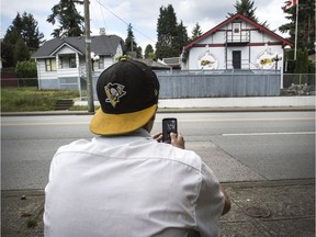 Coquitlam B.C,  Pokegyms are location at the Hells Angels clubhouse in Coquitlam, Local gamer playing,