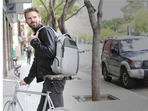 Life pack founder, Adrian Solgaard, is pictured with the product he created. After a friend had her backpack stolen from a café he came up with the idea for Lifepack, a solar-powered and anti-theft backpack. He launched a Kickstarter campaign to get the product off the ground and within two weeks raised more than $100,000. Submitted photo, Kaveh Kiani.