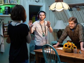 Mary Elizabeth Winstead, left, director Dan Trachtenberg and John Goodman on the set of 10 Cloverfield Lane. “He was very confident in what he wanted,” Goodman says, “and he was very helpful with his direction.”