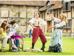 Members of Shakespeare Aloud! entertain visitors in the birthplace of the Bard, Stratford-upon-Avon.
