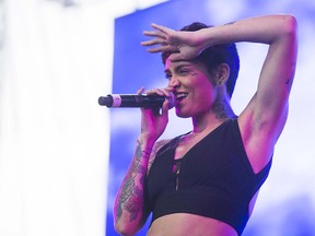 American R&B artist Kehlani performing on the Bass Camp Stage of Day 2 at the Pemberton Music Festival.