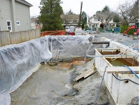 Nearly two million litres of fresh water spills each day from the accidental breach of an aquifer at a house under construction at 7084 Beechwood St. in Vancouver.