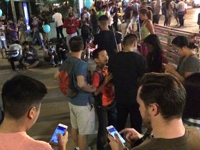 Hundreds of Pokemon Go players gathered on Robson Street downtown Vancouver on Thursday for a lure party.